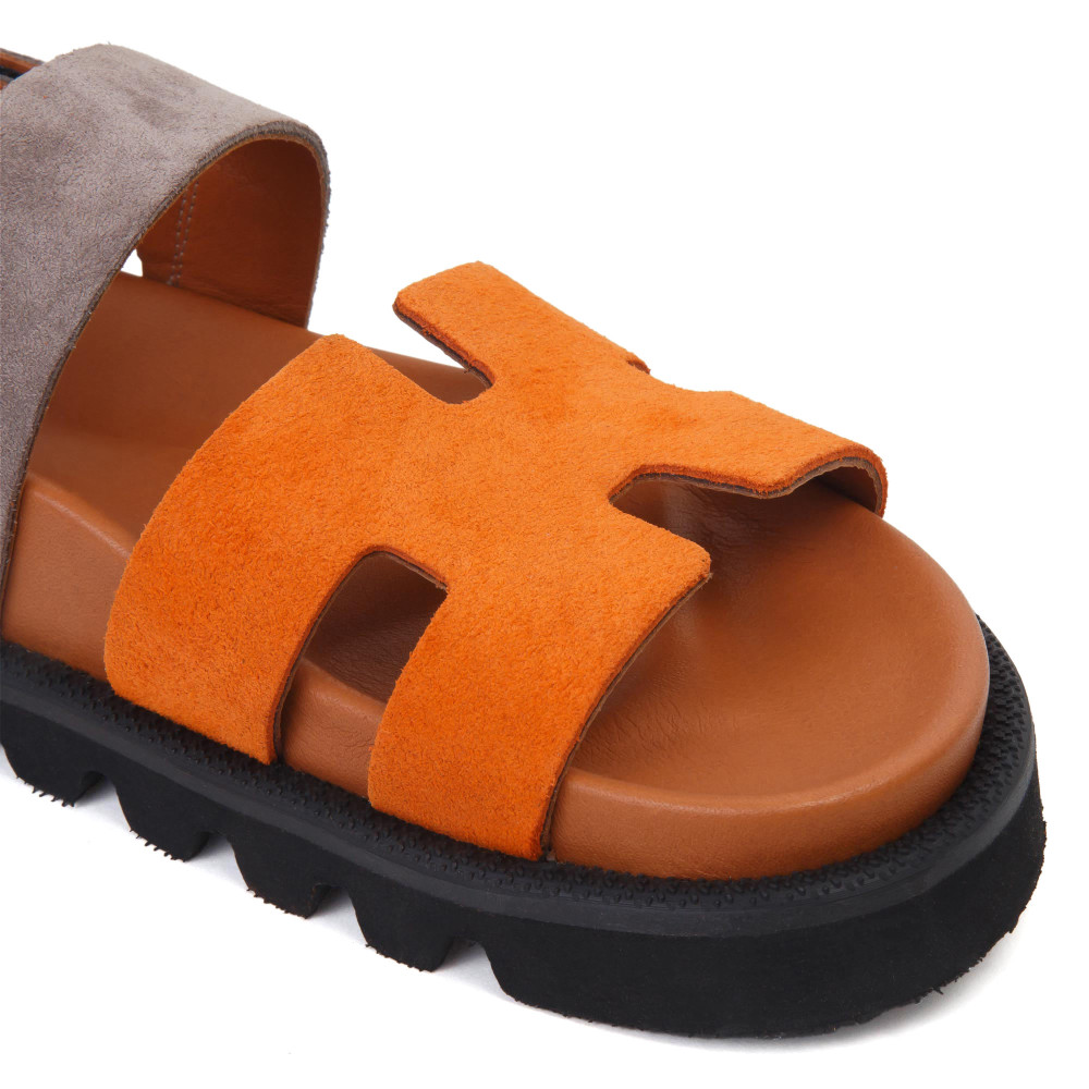 Sandale ANNIA - piele naturală portocalie