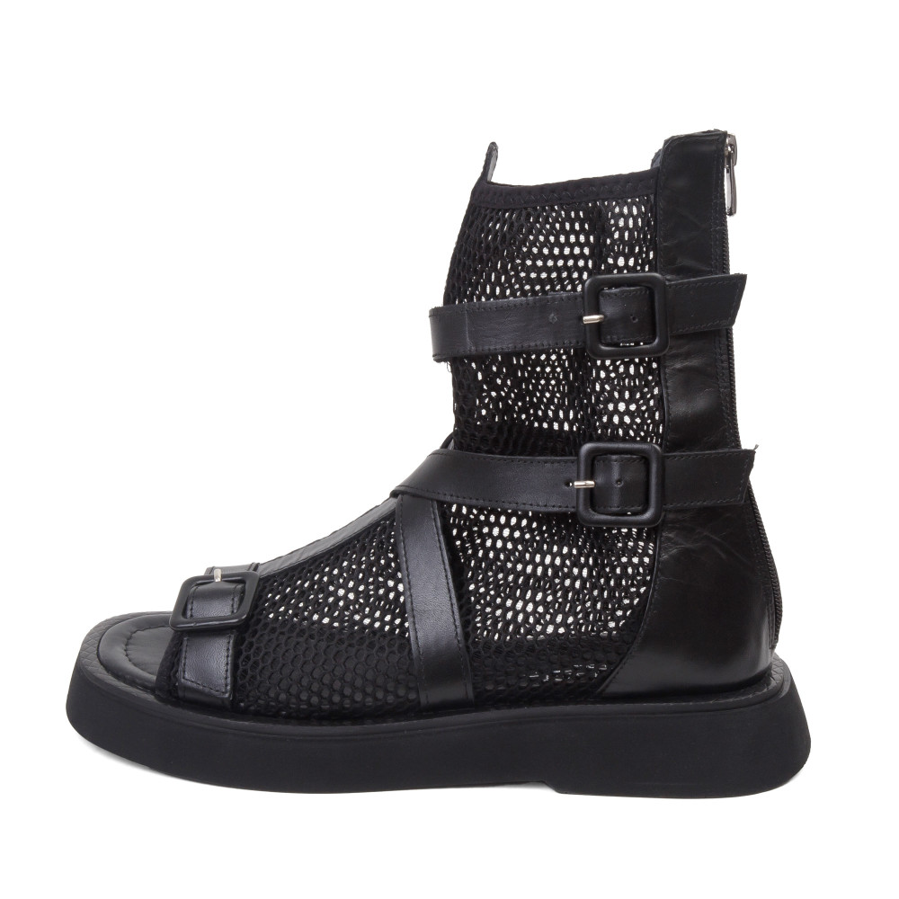 Sandale SAGA TALL - piele naturală neagră 