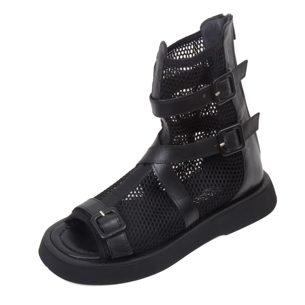 Sandale SAGA TALL - piele naturală neagră 