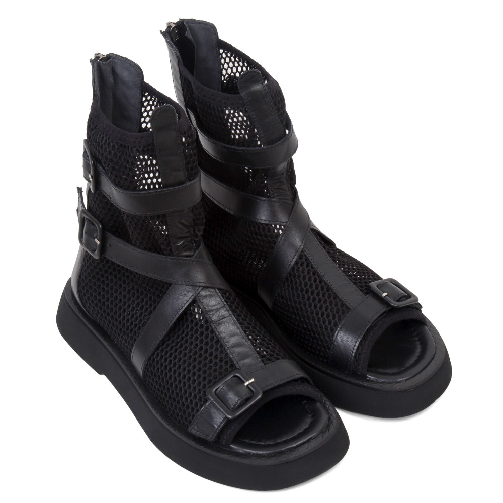 Sandale SAGA TALL - piele naturală neagră 