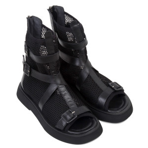 Sandale SAGA TALL - piele naturală neagră 