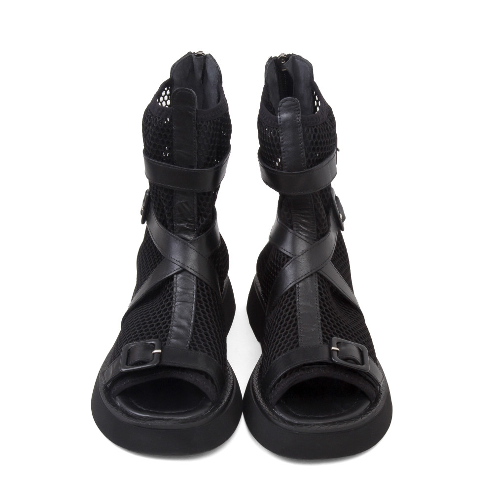 Sandale SAGA TALL - piele naturală neagră 