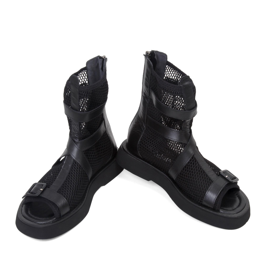 Sandale SAGA TALL - piele naturală neagră 