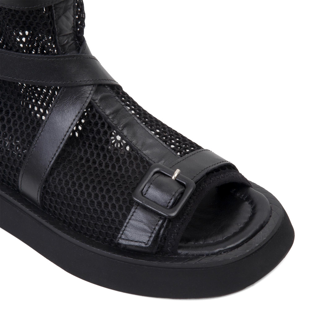 Sandale SAGA TALL - piele naturală neagră 