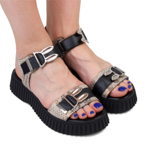 Sandale ZOE - piele naturală animal print