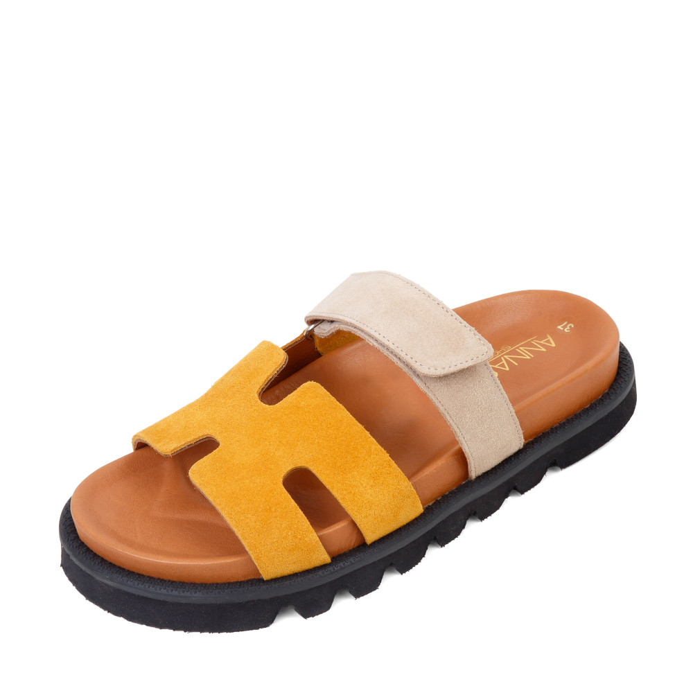 Şlapi ADA - piele naturală galbena