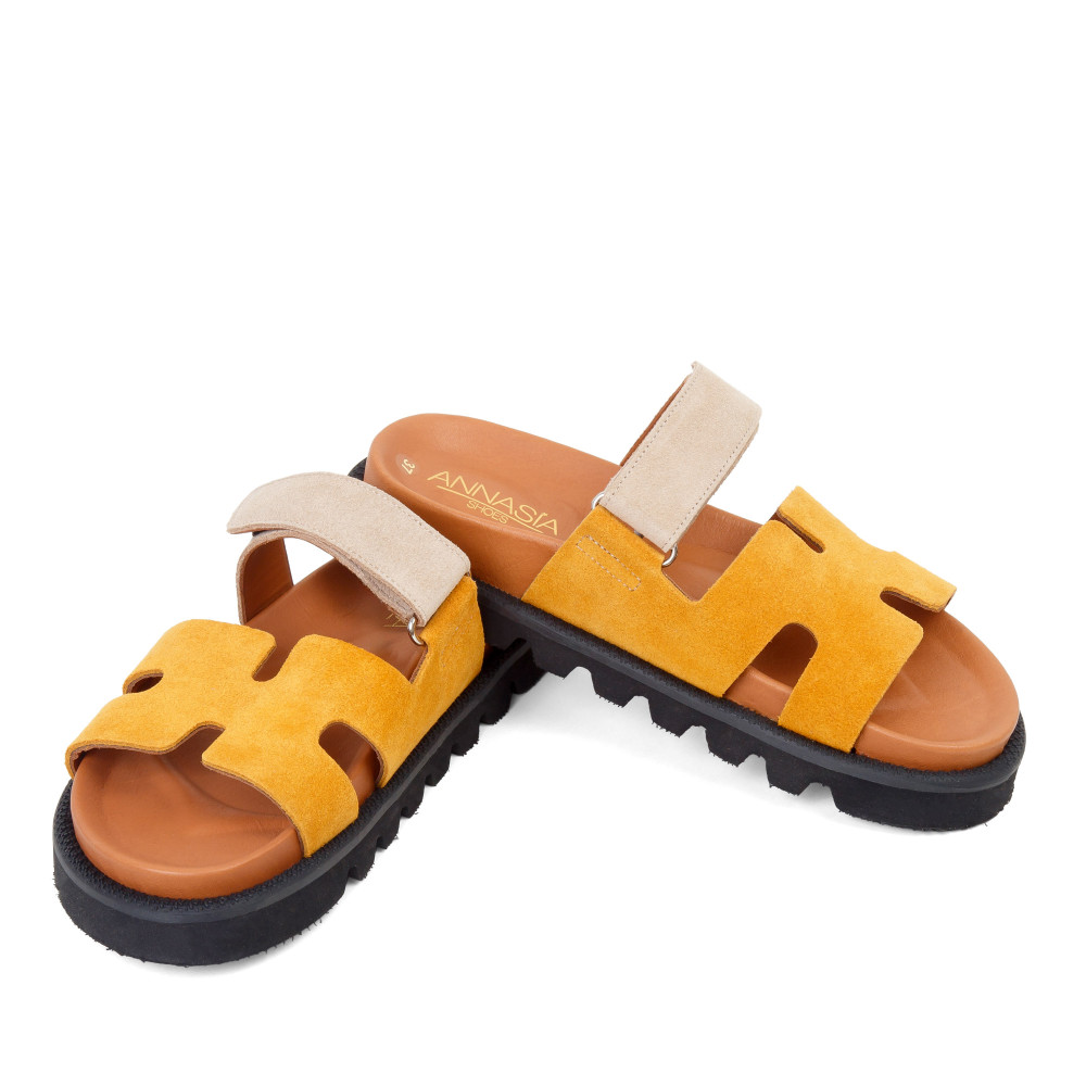 Şlapi ADA - piele naturală galbena