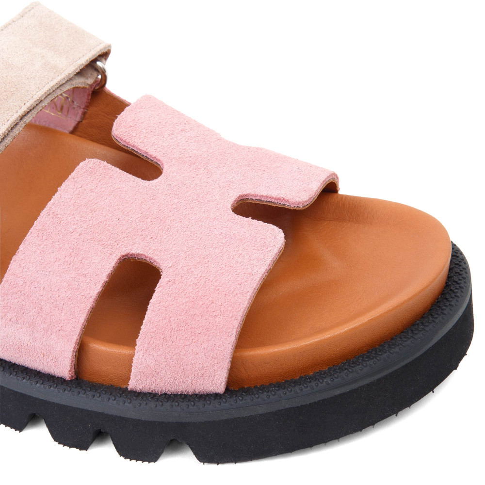 Şlapi ADA - piele naturală roz