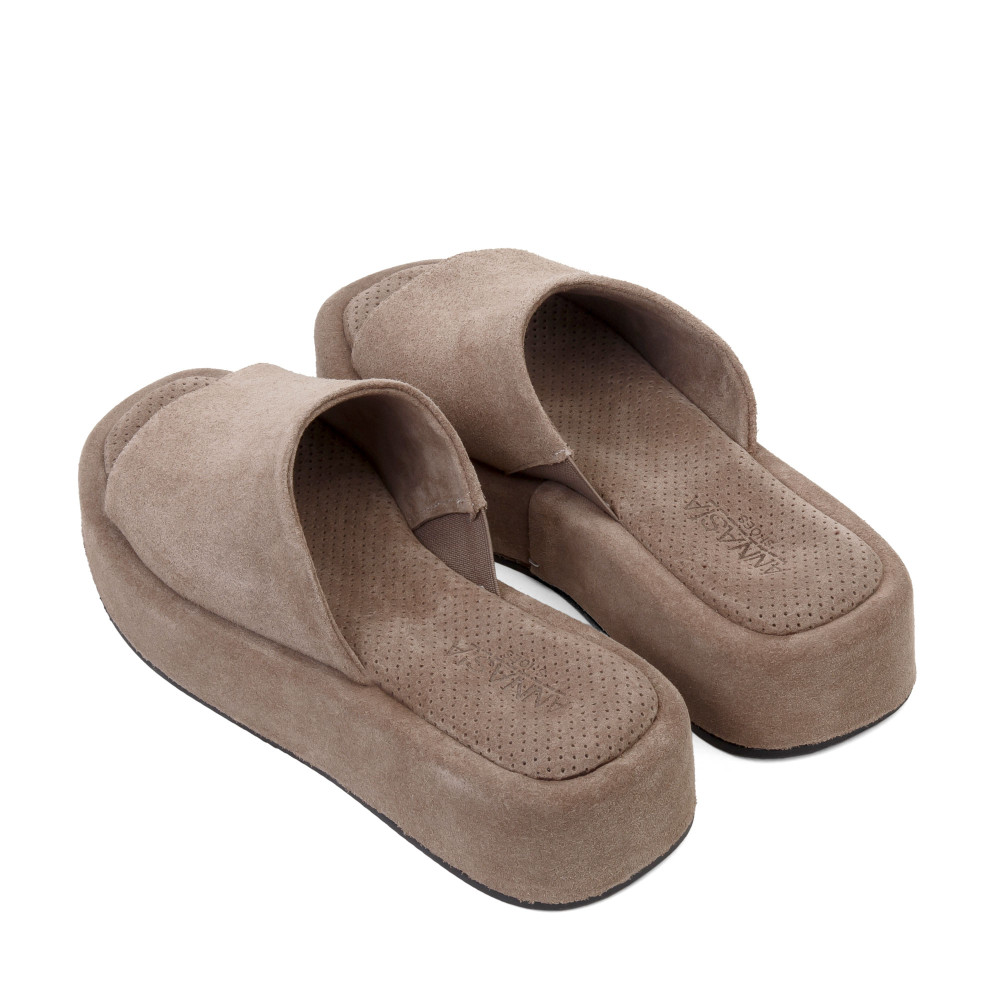 Şlapi ANDA - piele naturală bej