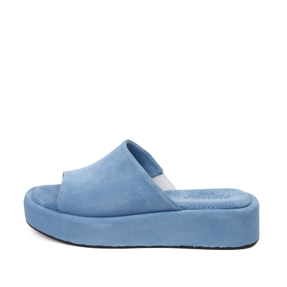 Şlapi ANDA - piele naturală bleu
