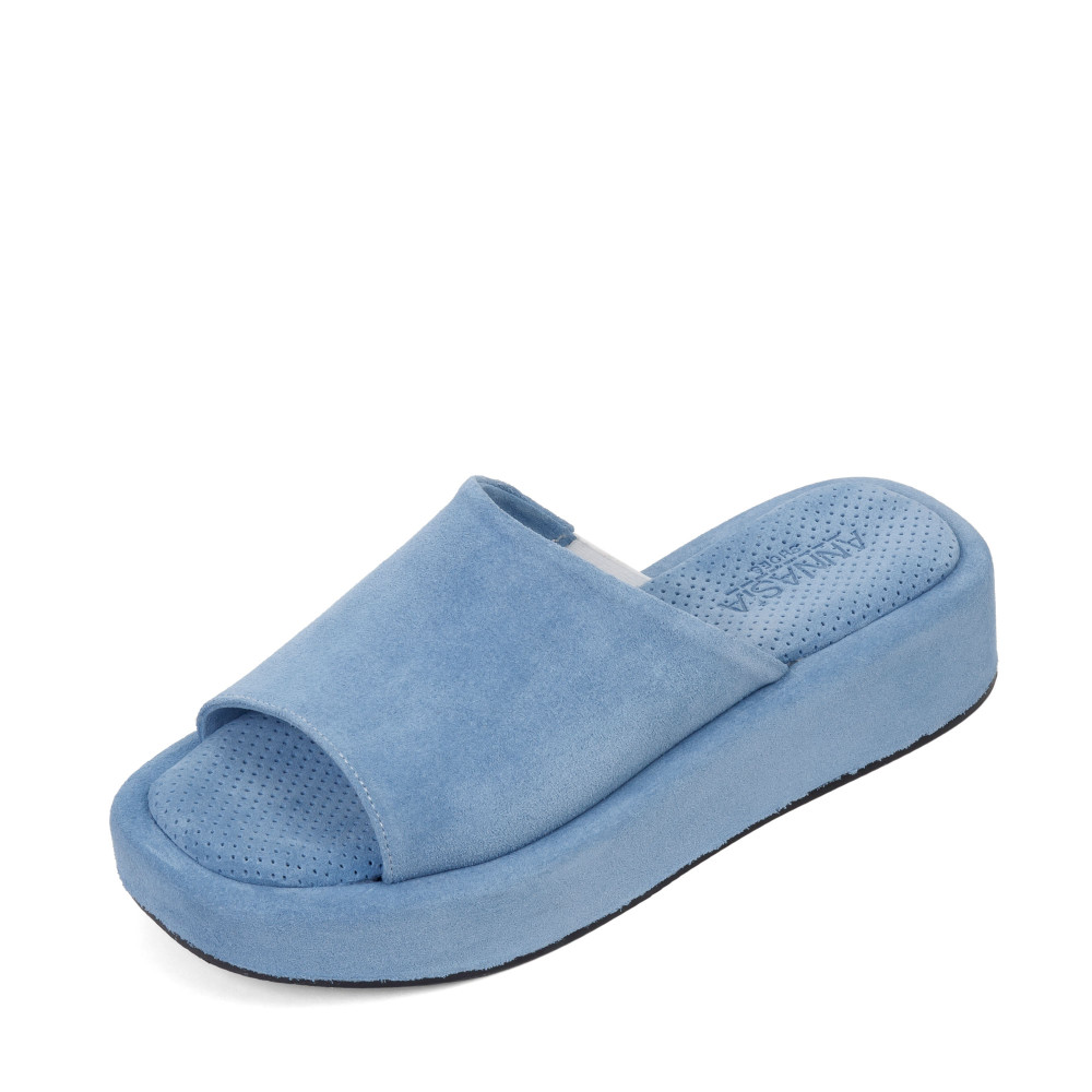 Şlapi ANDA - piele naturală bleu