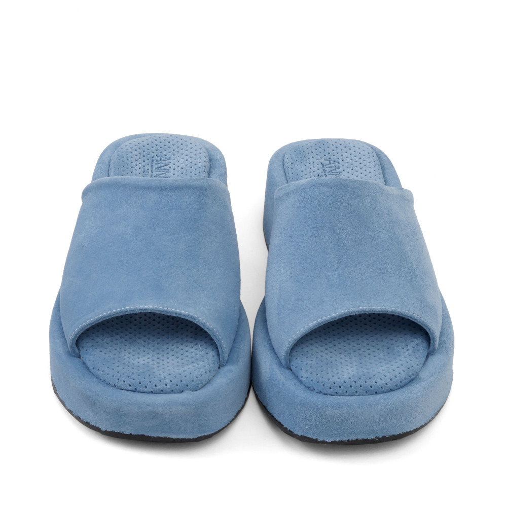 Şlapi ANDA - piele naturală bleu