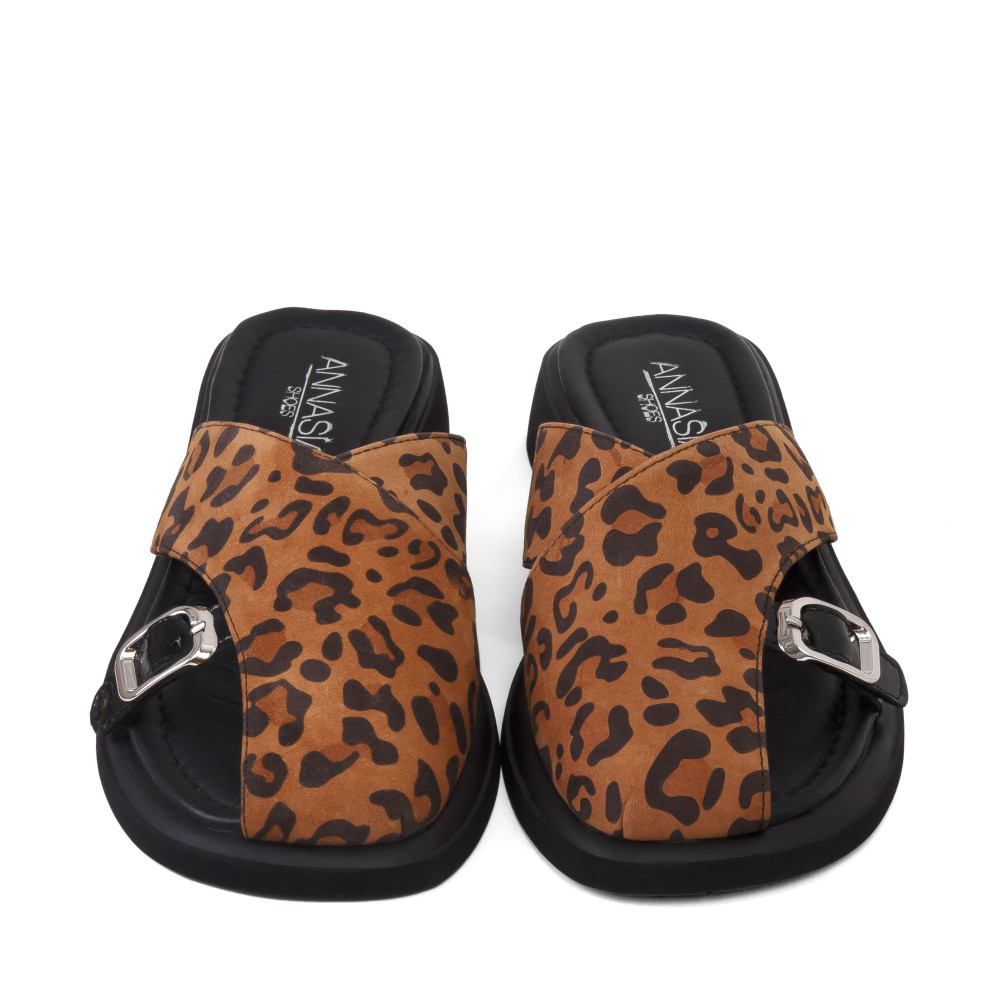 Şlapi Carla - piele naturală animal print