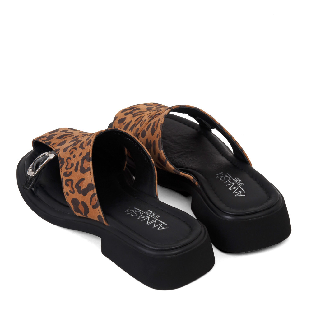 Şlapi Carla - piele naturală animal print