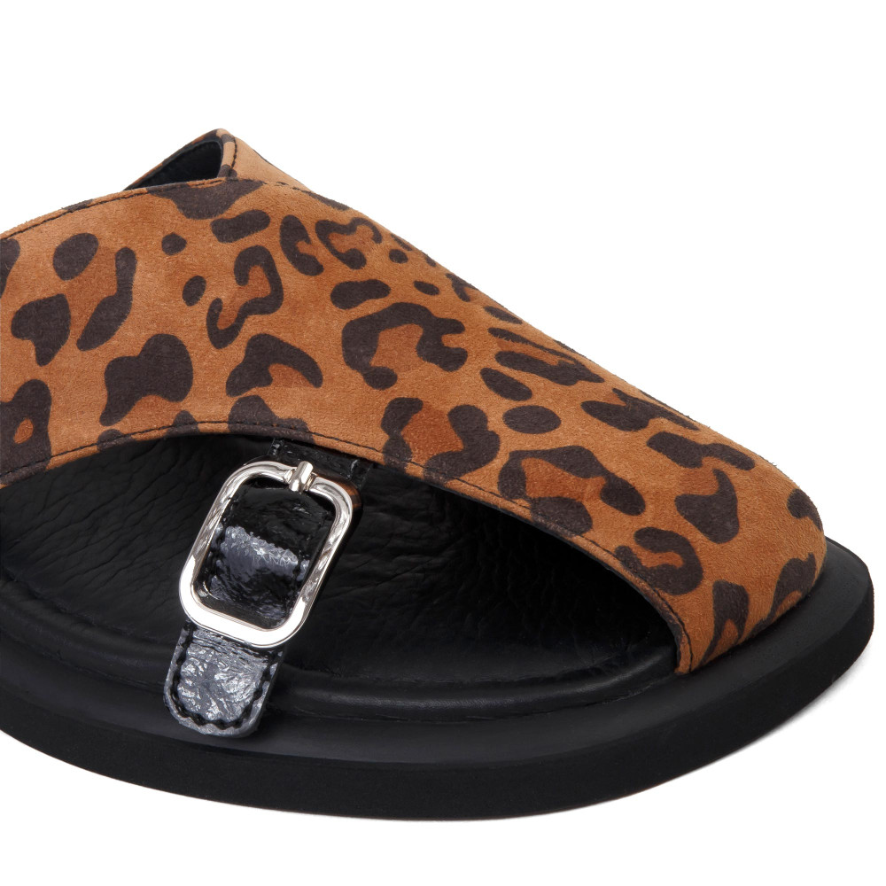 Şlapi Carla - piele naturală animal print