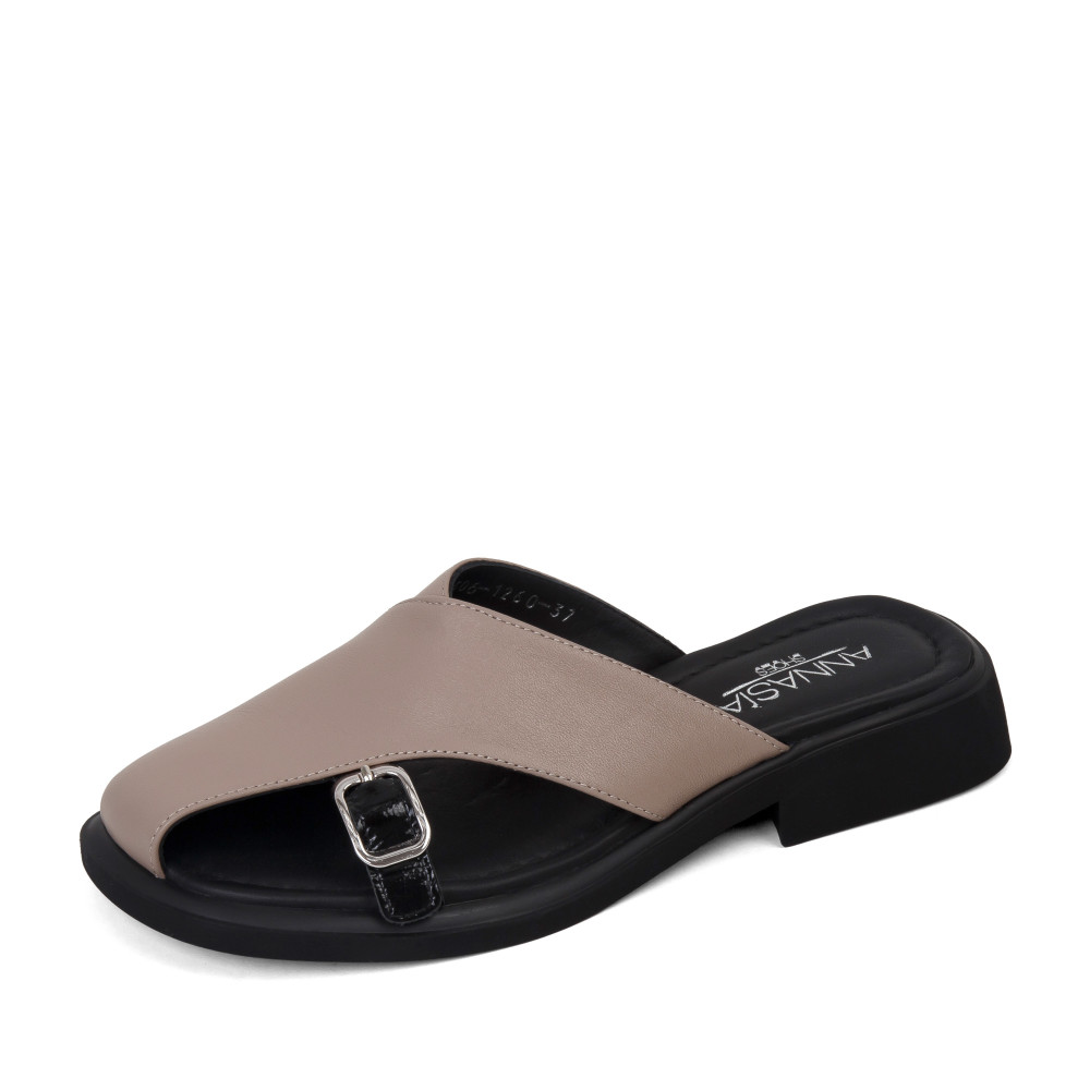 Şlapi Carla - piele naturală bej