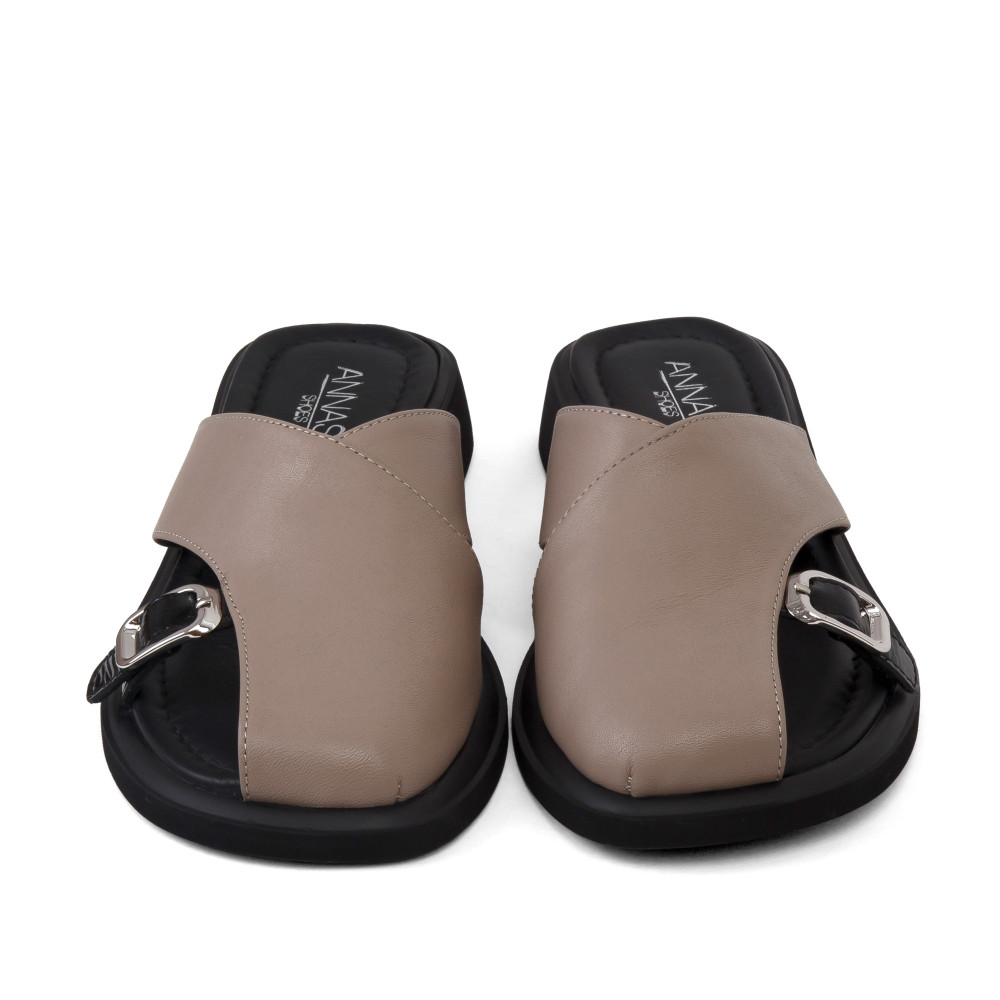 Şlapi Carla - piele naturală bej