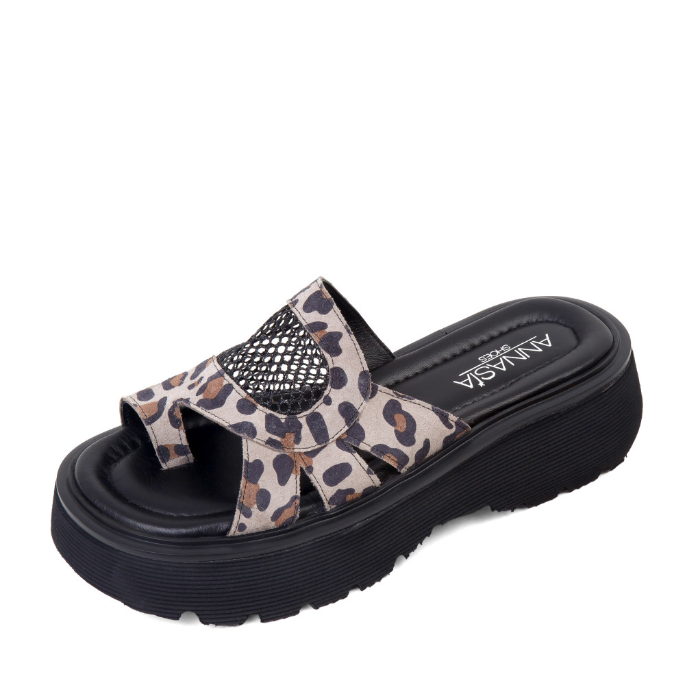 Şlapi HELEN - piele naturală animal print