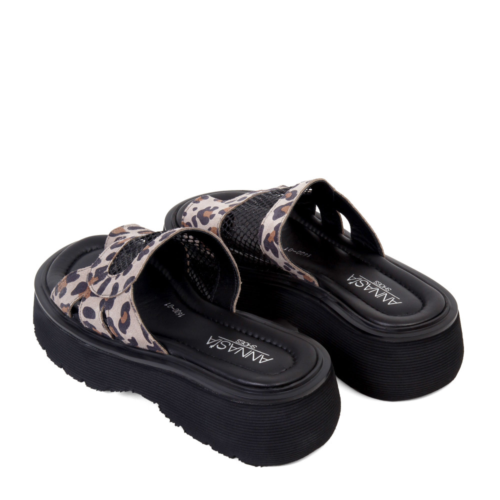 Şlapi HELEN - piele naturală animal print