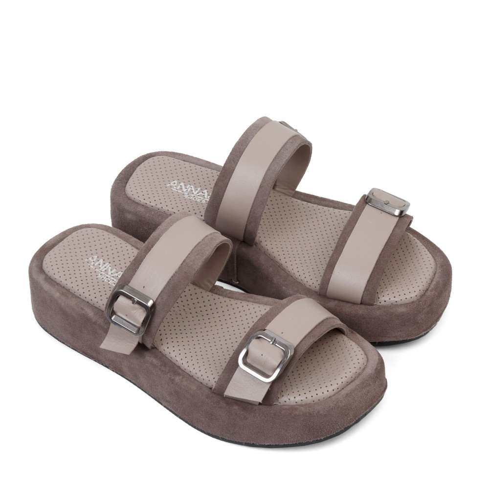 Şlapi HERA - piele naturală bej