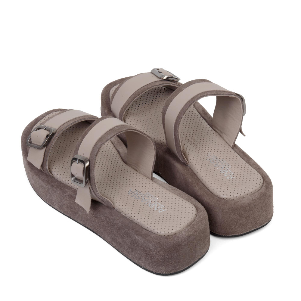 Şlapi HERA - piele naturală bej