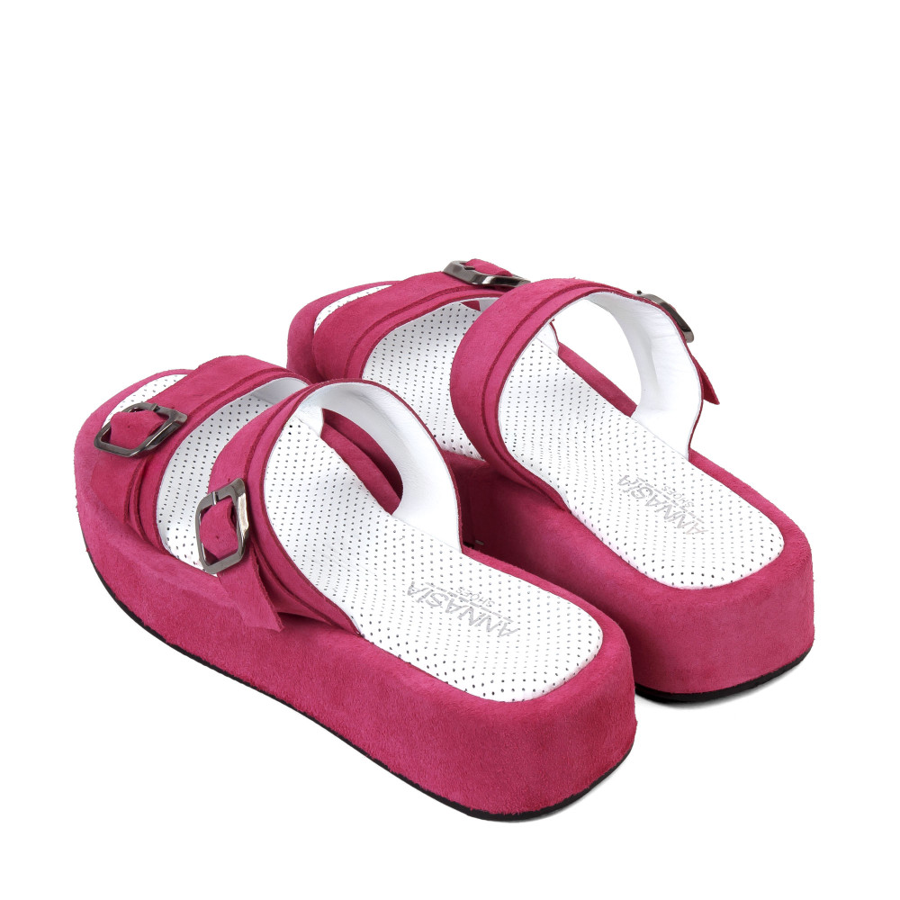 Şlapi HERA - piele naturală roz