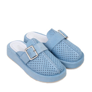 Şlapi RUBY - piele naturală bleu