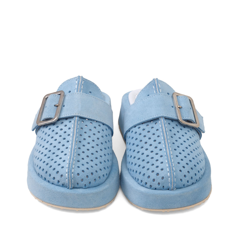 Şlapi RUBY - piele naturală bleu