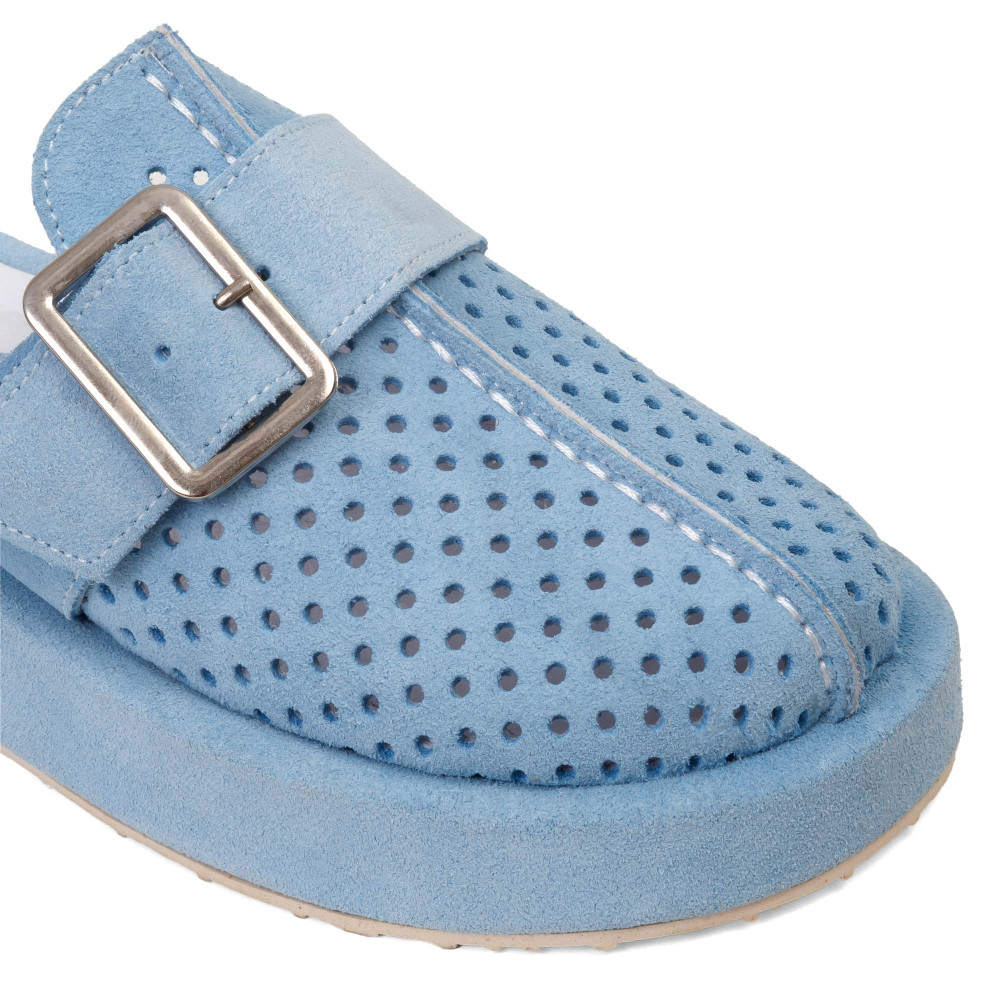 Şlapi RUBY - piele naturală bleu