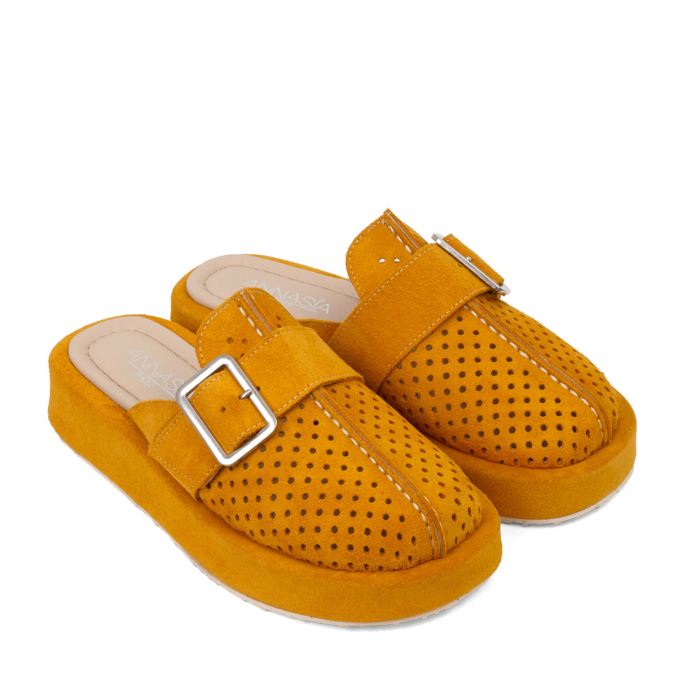 Şlapi RUBY - piele naturală galbenă