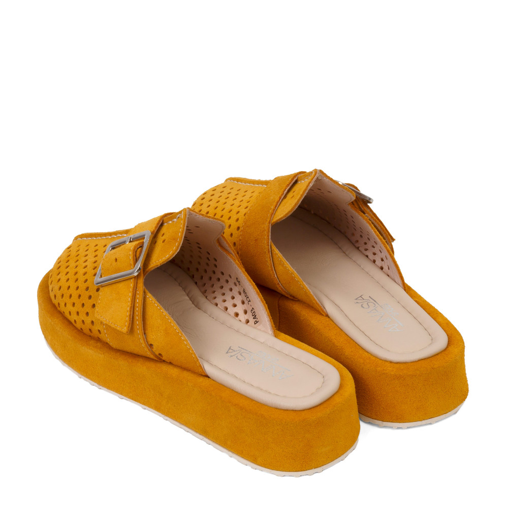 Şlapi RUBY - piele naturală galbenă