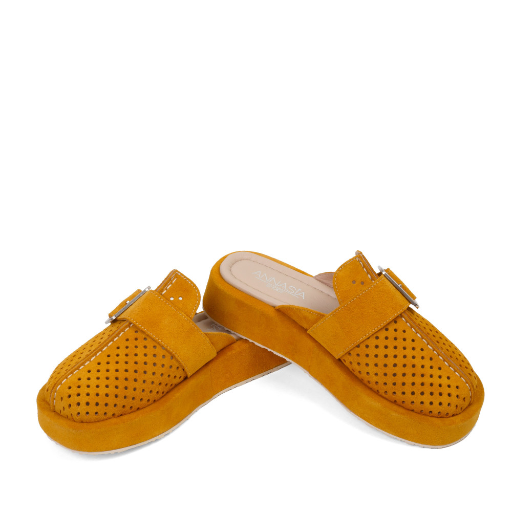 Şlapi RUBY - piele naturală galbenă
