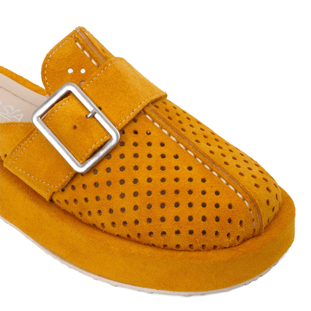 Şlapi RUBY - piele naturală galbenă