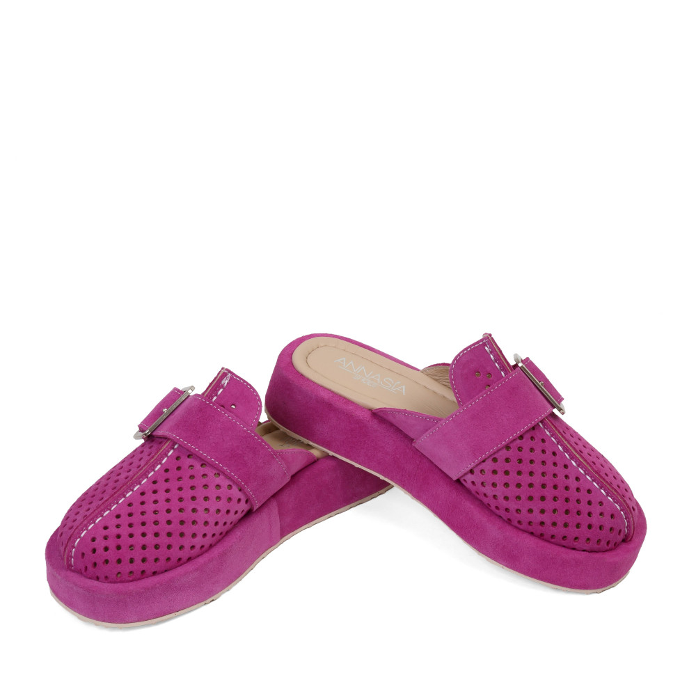 Şlapi RUBY - piele naturală roz