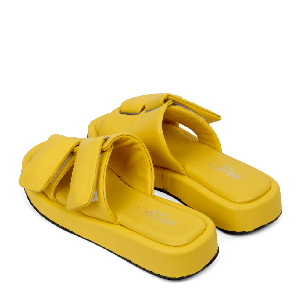 Şlapi SALMA - piele naturală galbenă