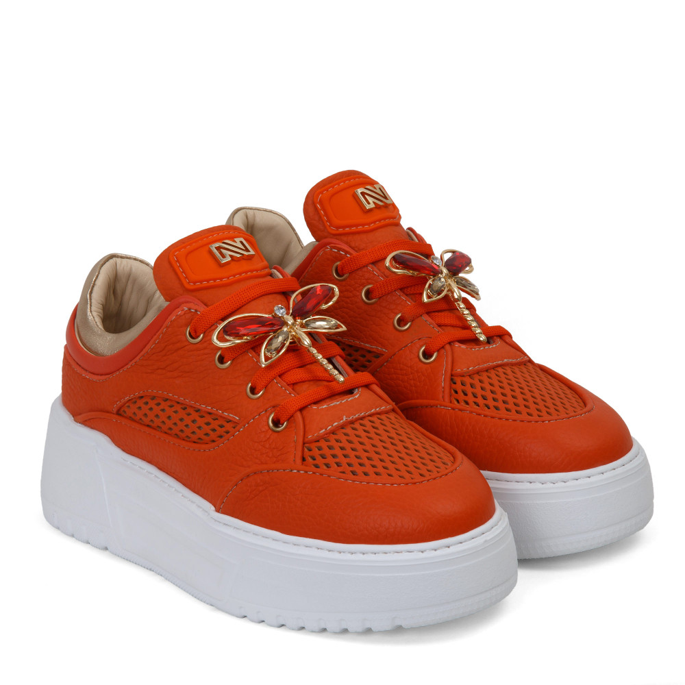 Pantofi sport IRIS - piele naturală portocalie