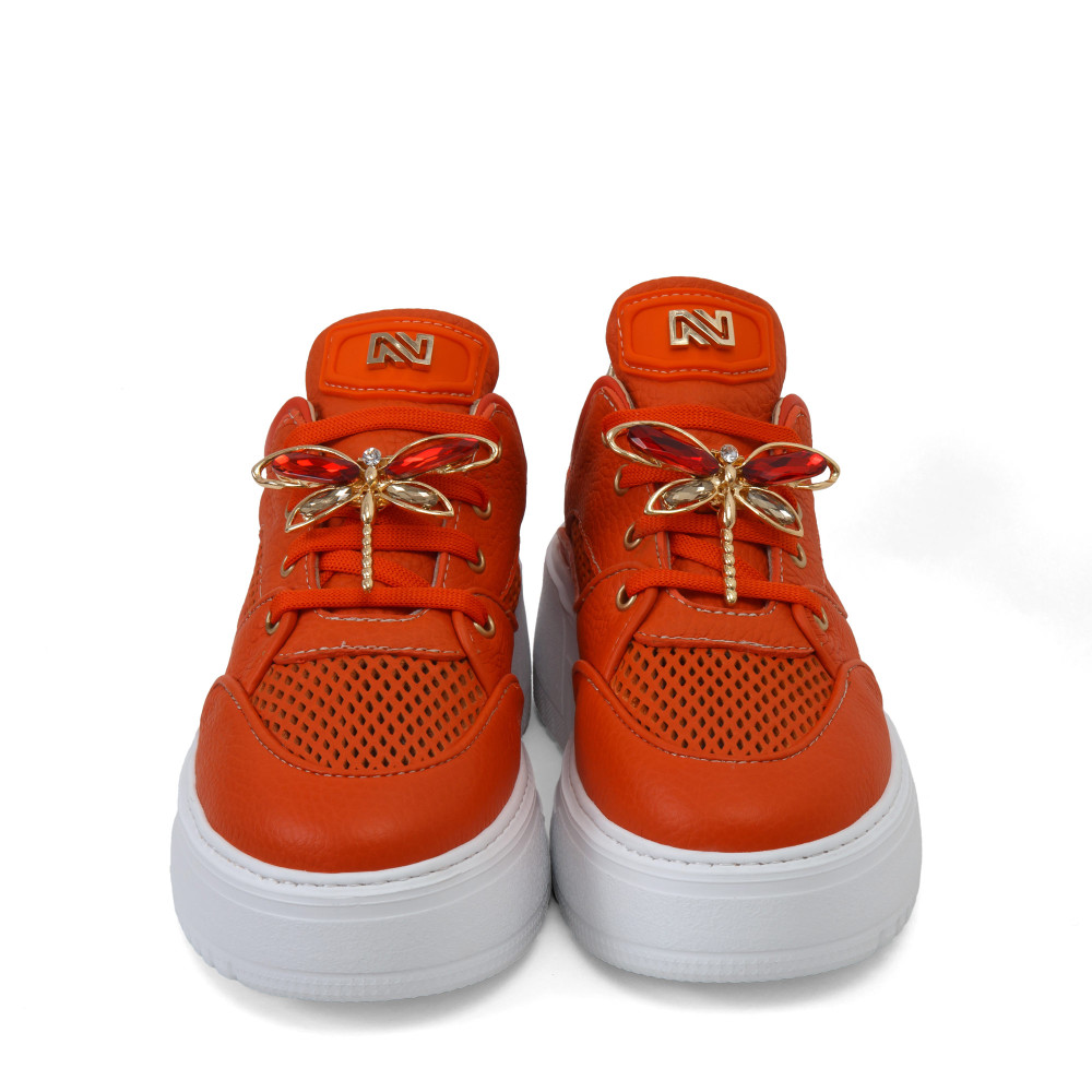 Pantofi sport IRIS - piele naturală portocalie