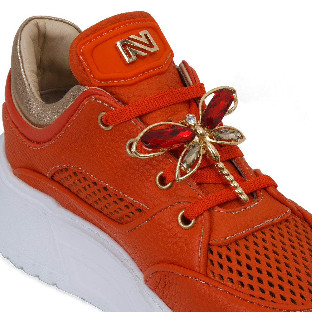 Pantofi sport IRIS - piele naturală portocalie