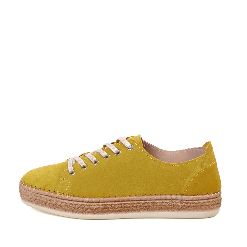 Pantofi sport PETRA - piele intoarsa galbena