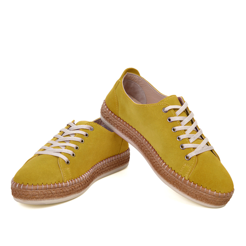 Pantofi sport PETRA - piele intoarsa galbena