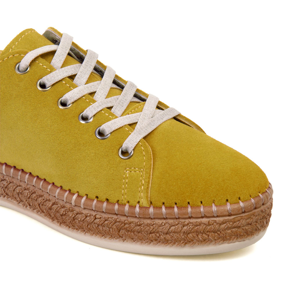 Pantofi sport PETRA - piele intoarsa galbena