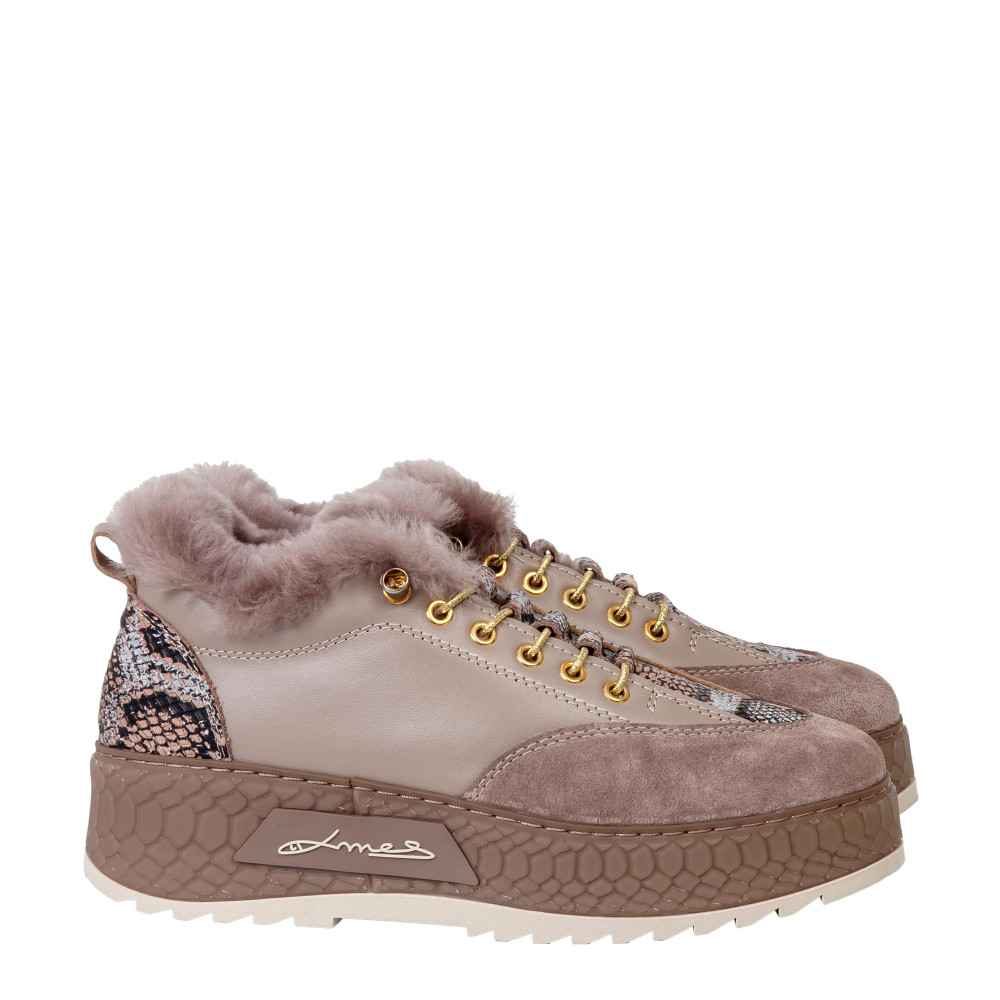 Pantofi sport ZINA - piele naturală bej